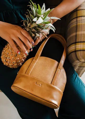 Solid Textured Structured Mini Handbag