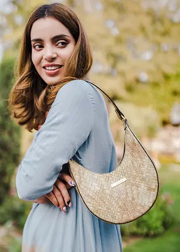 Mat Weave Textured Shoulder Bag