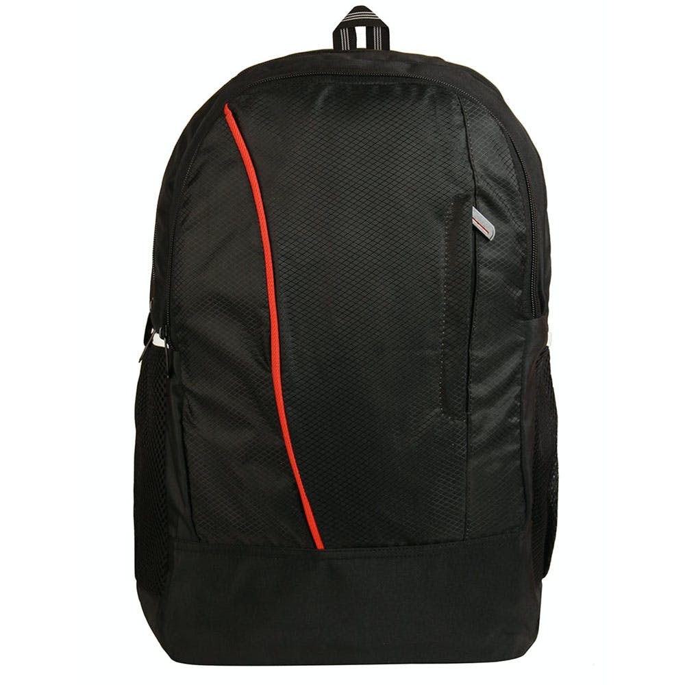 Contrast Line Detail Black Laptop Backpack