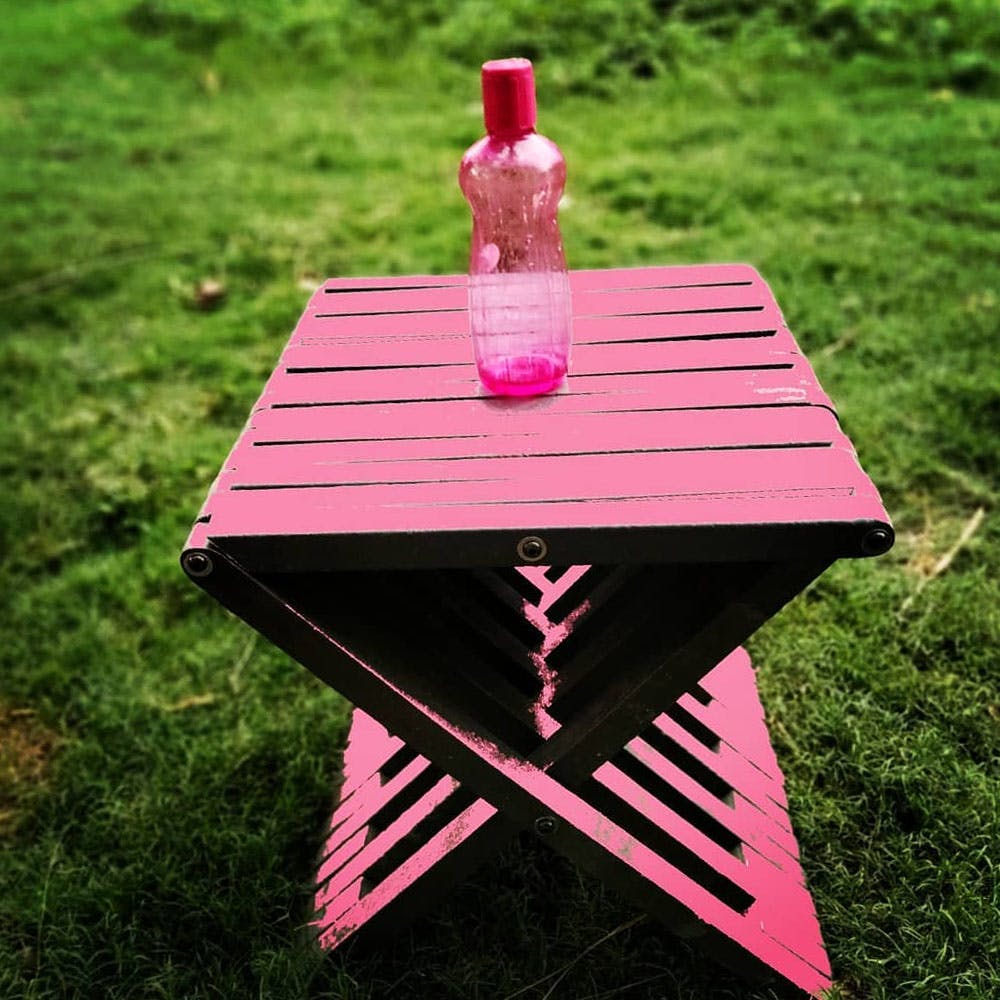 Table,Bottle,Rectangle,Outdoor table,Pink,Grass,Chair,Magenta,Outdoor furniture,Tints and shades