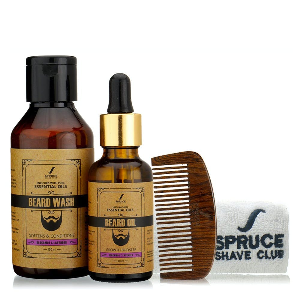 Beard Care Bundle | Beard Oil, Wash, Comb| With Pure Essential Oils | Bergamot & Lavender