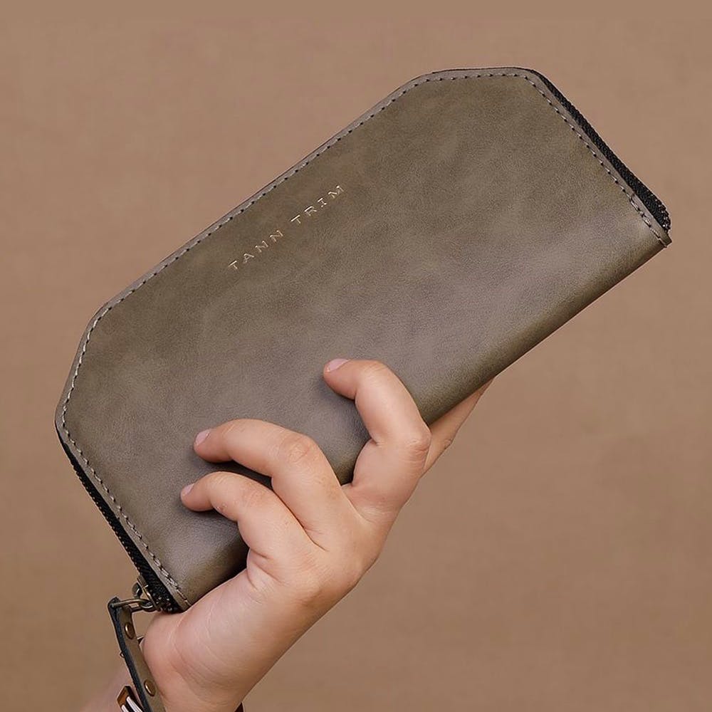 Stitch Detail Trim Vegan Leather Wallet