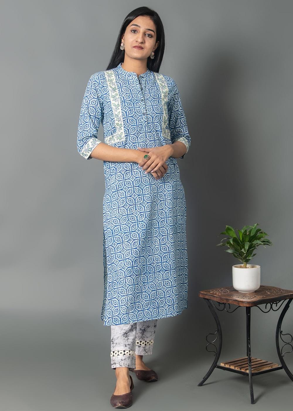 Get Teal Woven Design Kurta Set at ₹ 1919