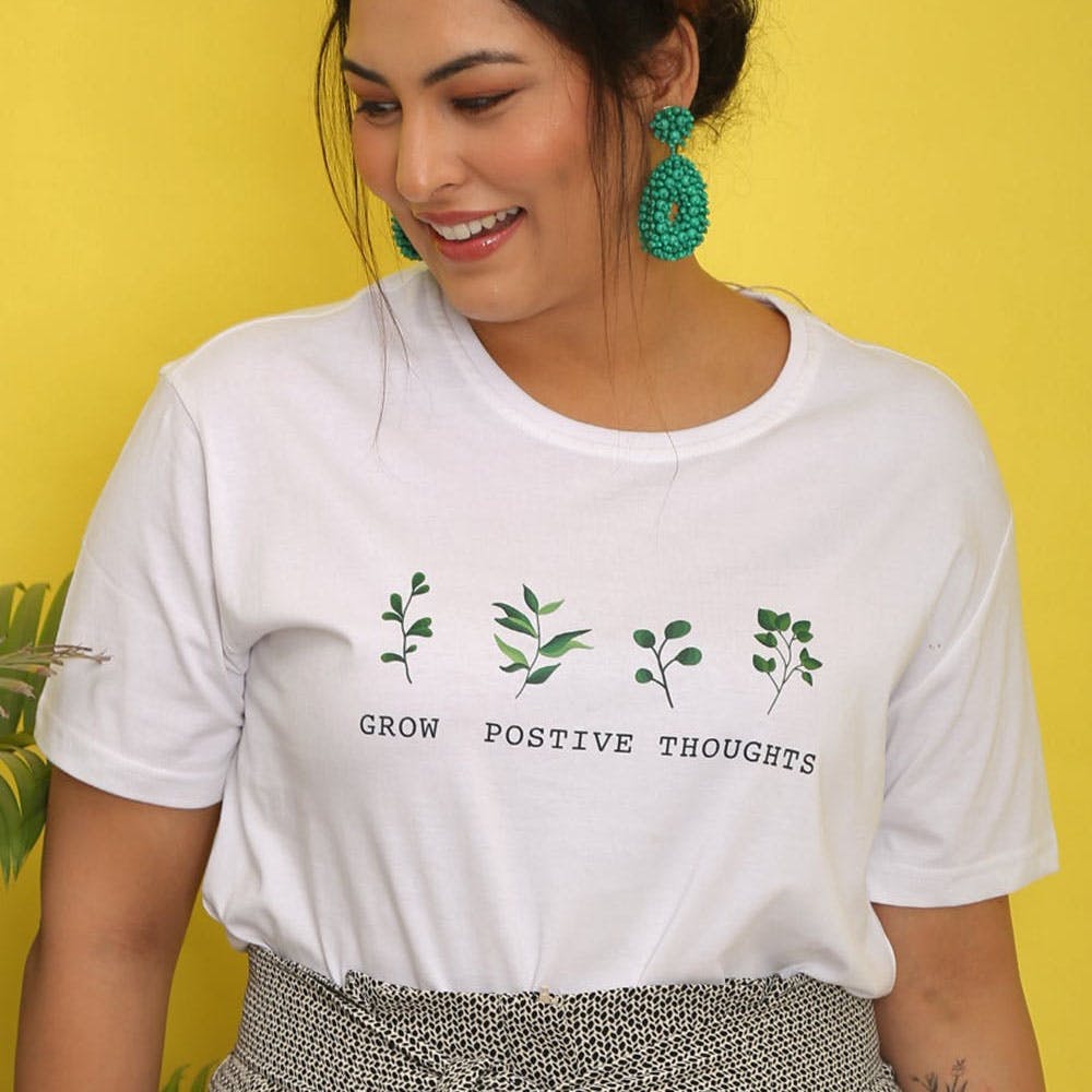 Women Grow Positive Thoughts Graphic T-Shirt