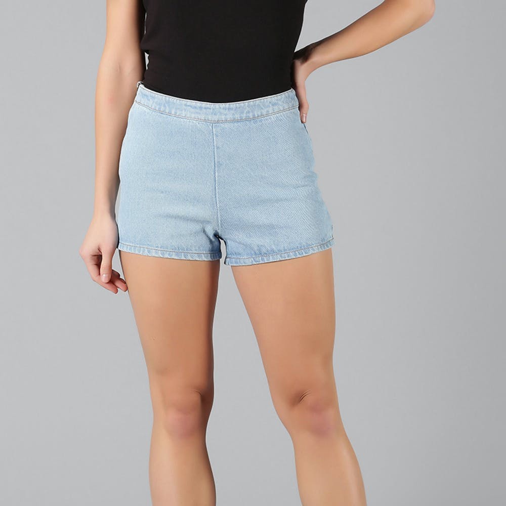 Women Denim Shorts With Side Zipper