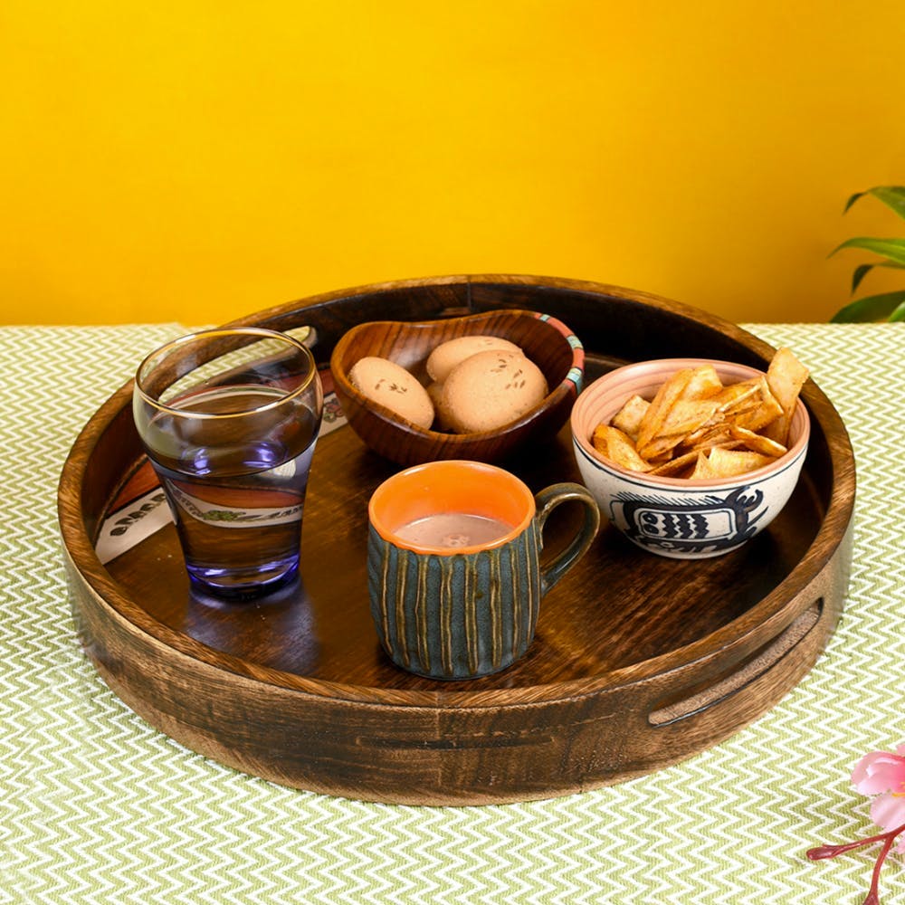 Handcrafted Mango Wood Round Tray