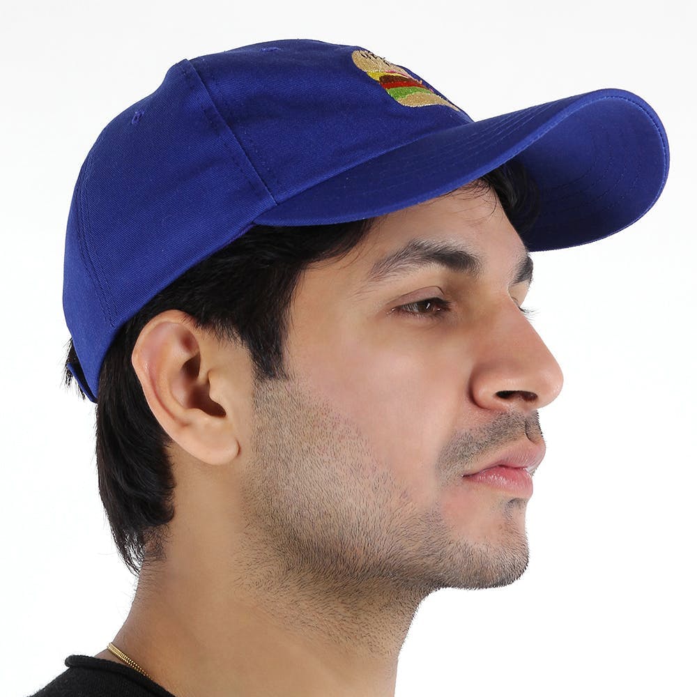 Burger Embroidered Blue Cap