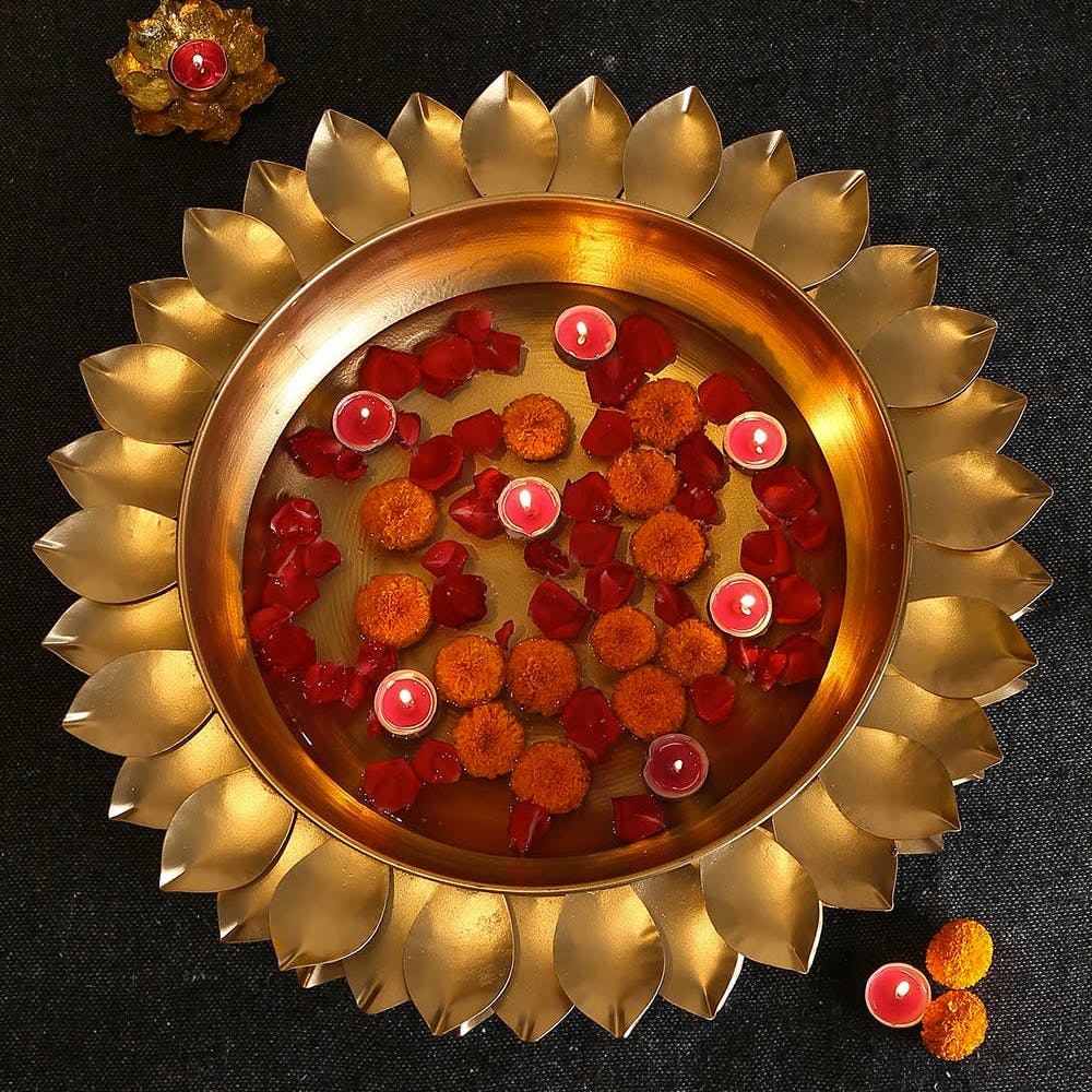 Lotus Urli Brass In Gold Finish Divine Elements