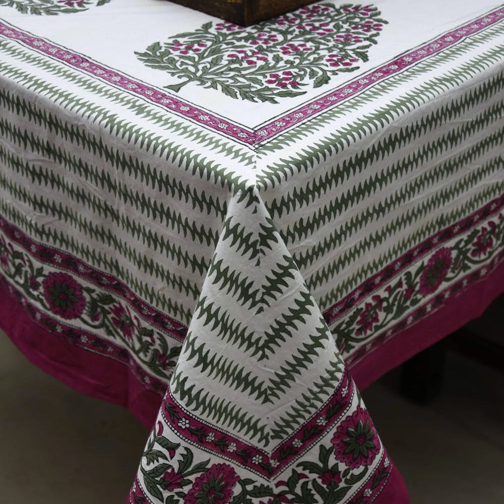 Ethnic Tree Motif Printed Top Table Cover- 6 Seater