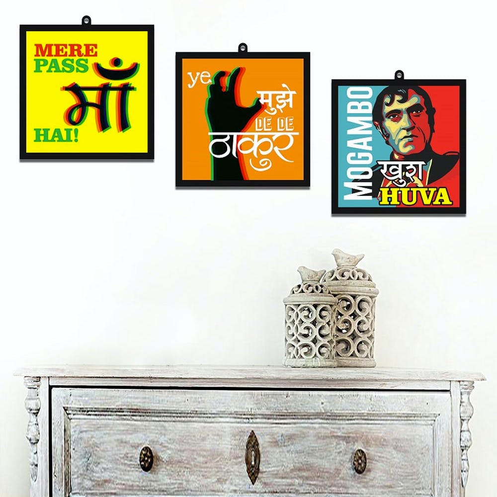 Bollywood Tadka Set Of 3 Wall Art Panels