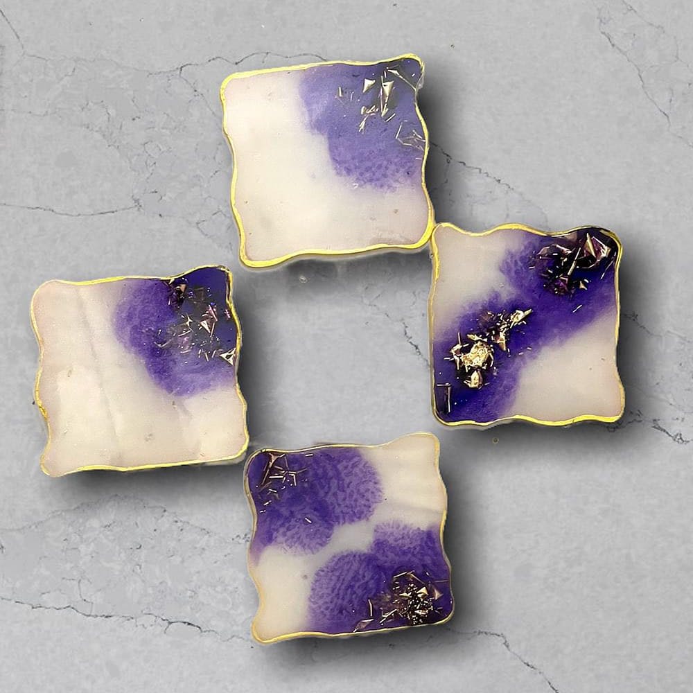 Purple & White Agate Coasters - Set of 4