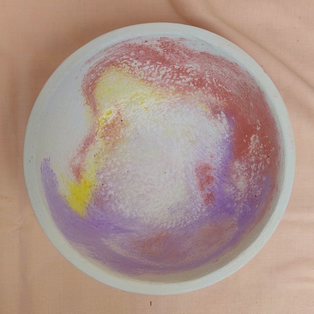 Dishware,Paint,Art paint,Serveware,Art,Tints and shades,Circle,Glass,Peach,Watercolor paint