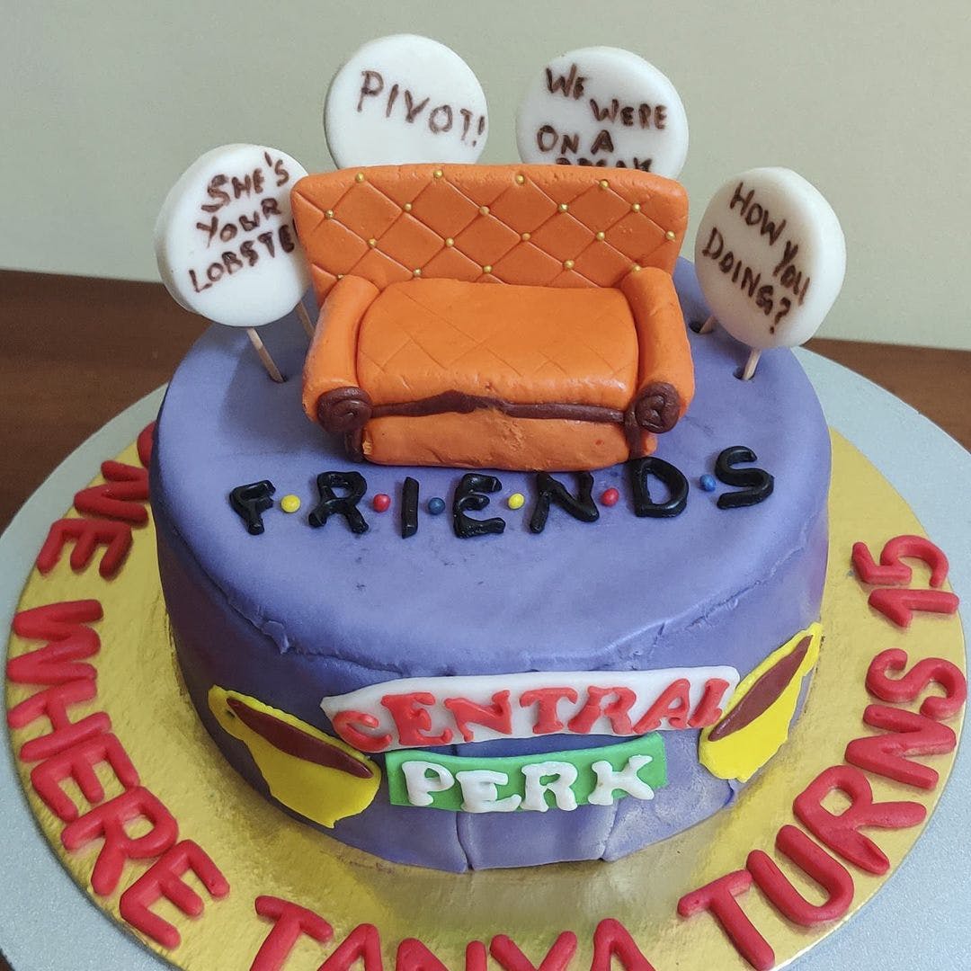 Event age - Simple friends theme cake in blueberry Flavour | Facebook