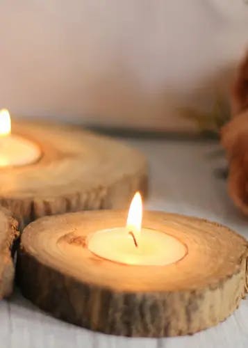 Natural Wooden Bark Tea Light Candle