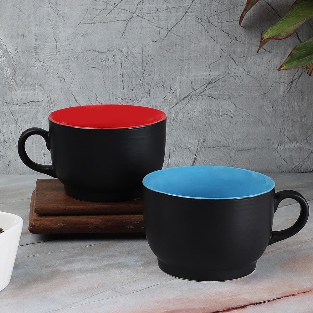 Large Ceramic Mug For Green Tea/Coffeemug /Milk Mug/Soup Bowl (Set Of 2)