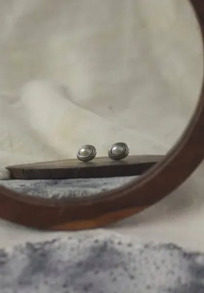 Silver & White Bheel Studs