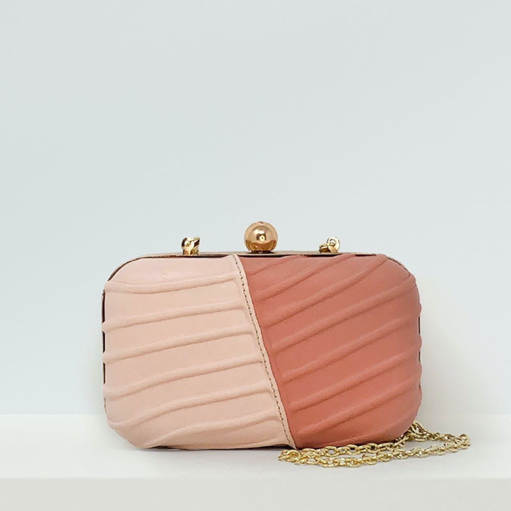 Two Tone Leather Clutch Bag