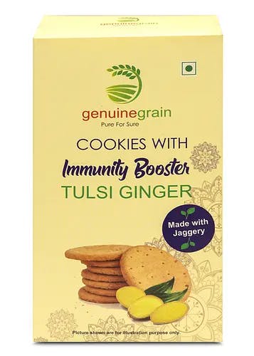 Tulsi and Ginger Cookies Made with Jaggery - Pack of 2 Boxes - 200 Grams Each