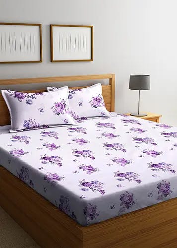 Scattered Floral Printed 180 Thread Count Double Bed Sheet
