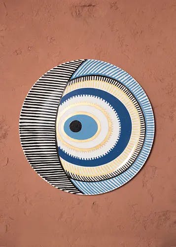 Hand Painted Evil Eye Pattern Wall Plate