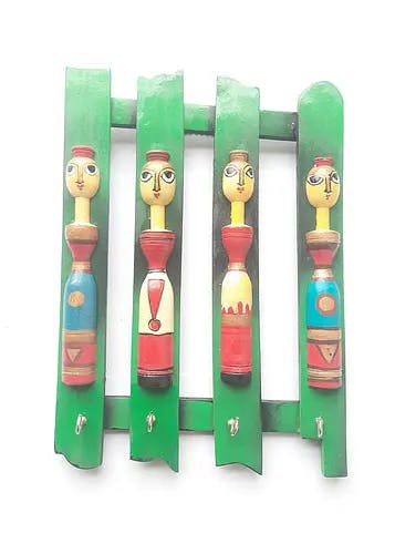 Wooden Handmade Dolls Key Holder