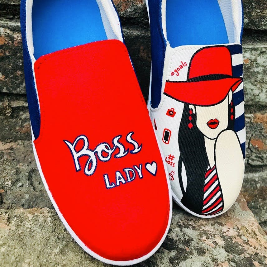 Handpainted Boss Lady Sneakers