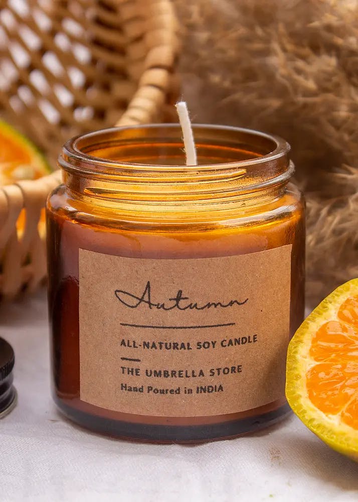 Autumn Scented Candle - Burning Time: 15 Hours (Orange & Patchouli)