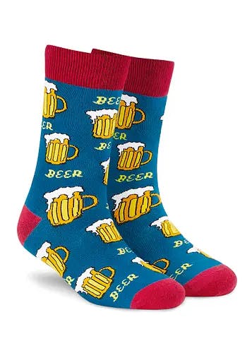 Unisex Beer Mug Graphic Blue Crew Socks