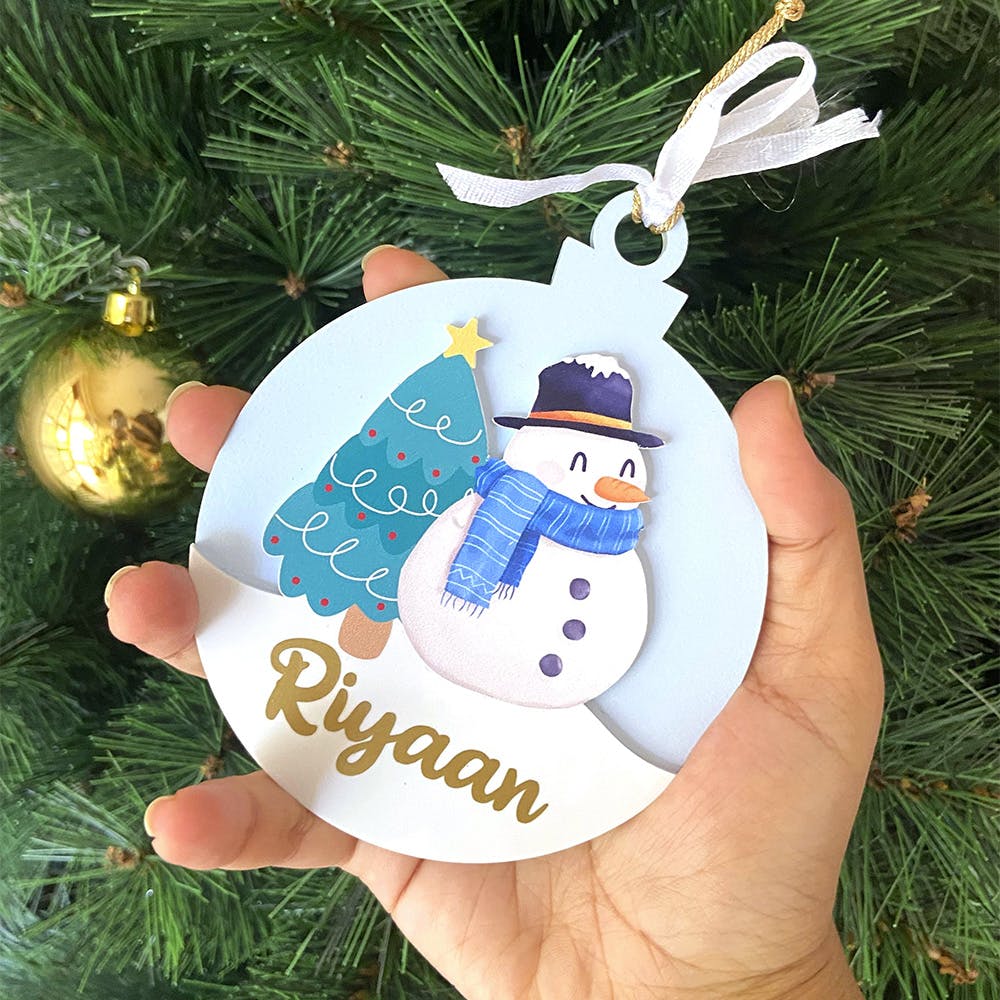 Personalised Christmas Bauble - Snow Man