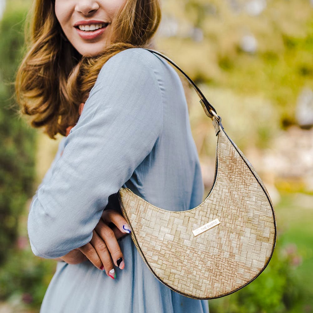 Mat Weave Textured Shoulder Bag