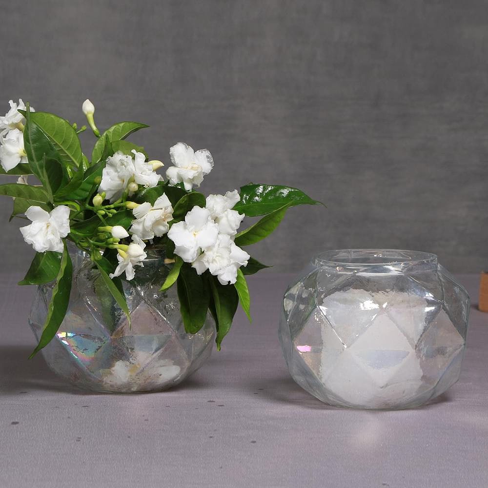 Set of 2 Rainbow Glass Votive/Vase
