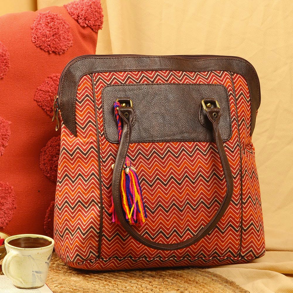 Vivinkaa Brown Kalamkari Style Printed Sling Bags