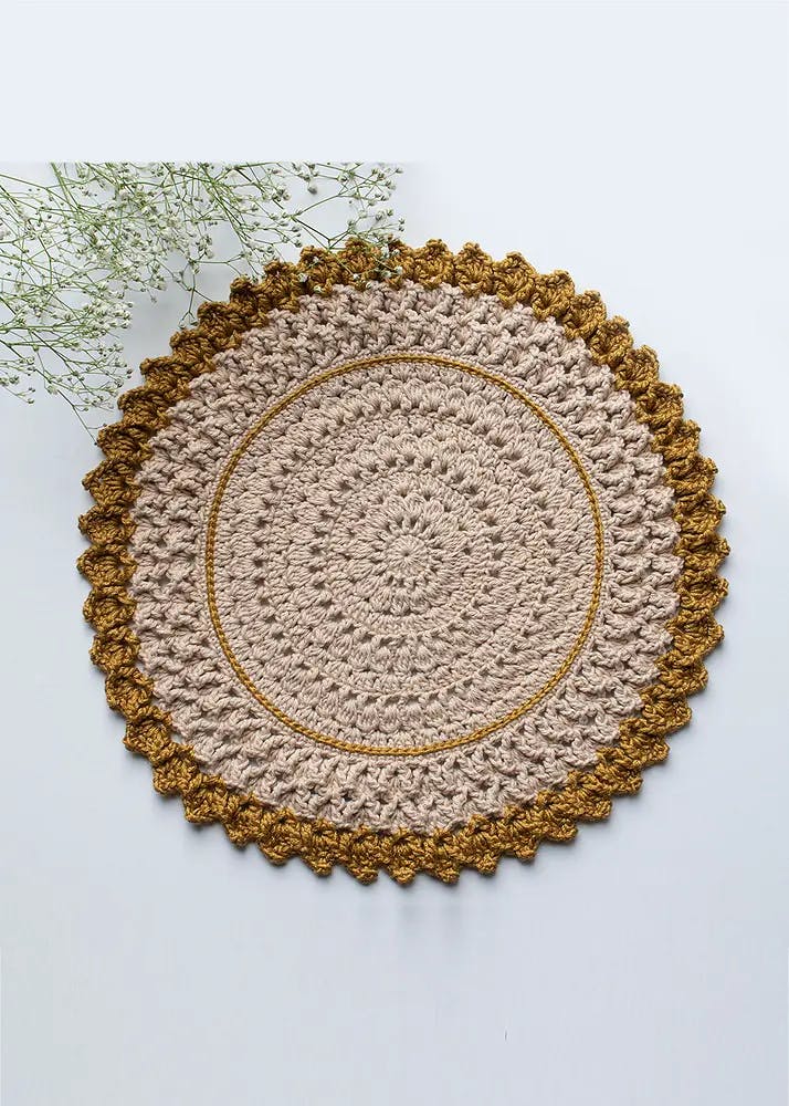 Beige & Golden Crochet Placemats
