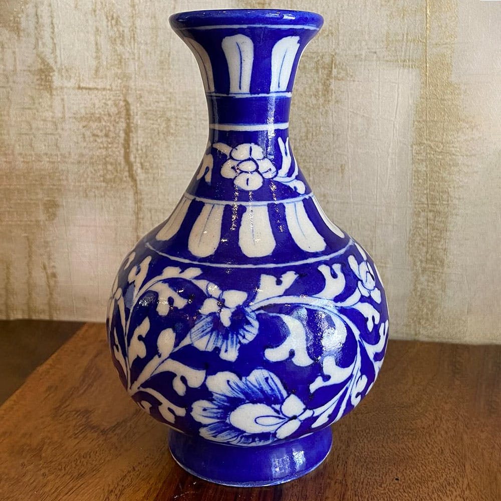 Blue Pottery Floral Vase