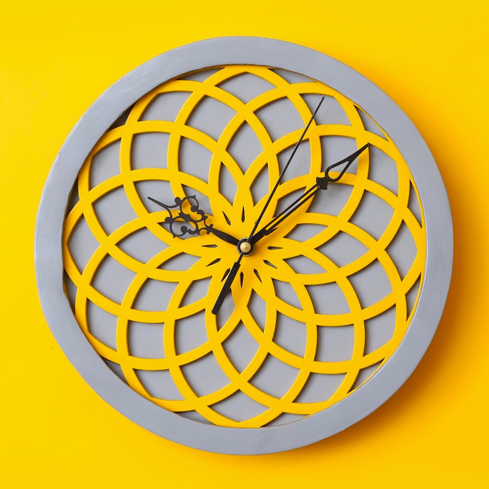 Yellow & Grey Designer Wall Clock