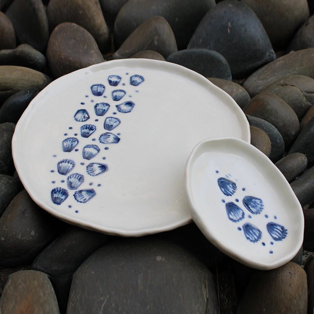 Sea Shell Platter with Dipping Bowl