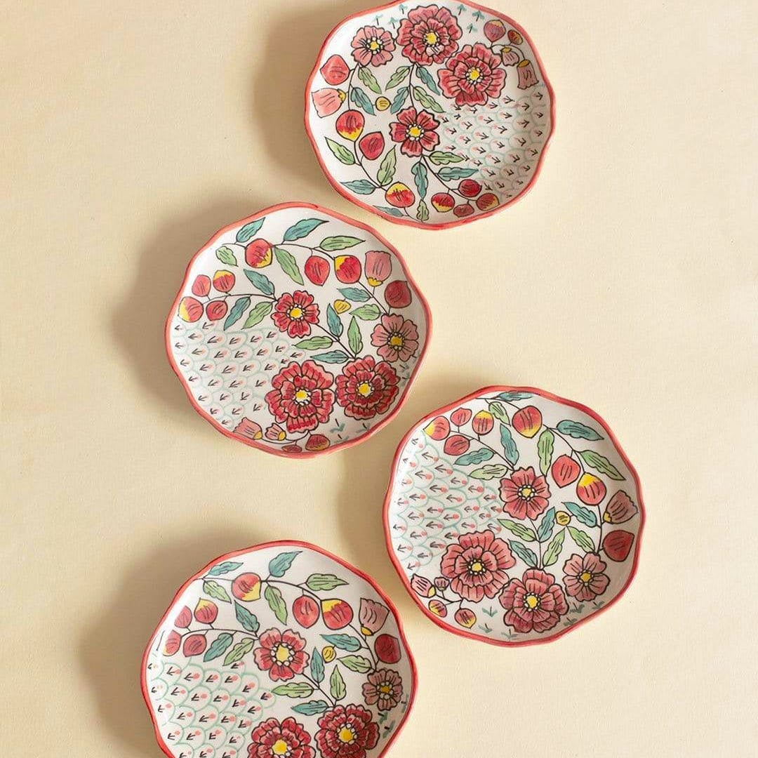 Poppy Petals Handpainted Dessert Plates - Set Of 4