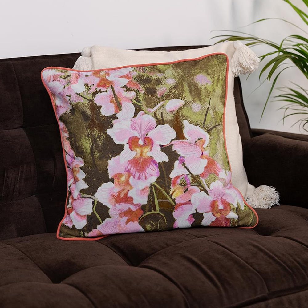 The Hybrid Orchid 100% Cotton Cushion Cover-Pink
