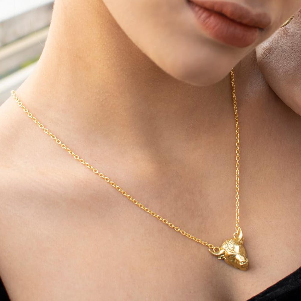 Textured Bull Face Necklace