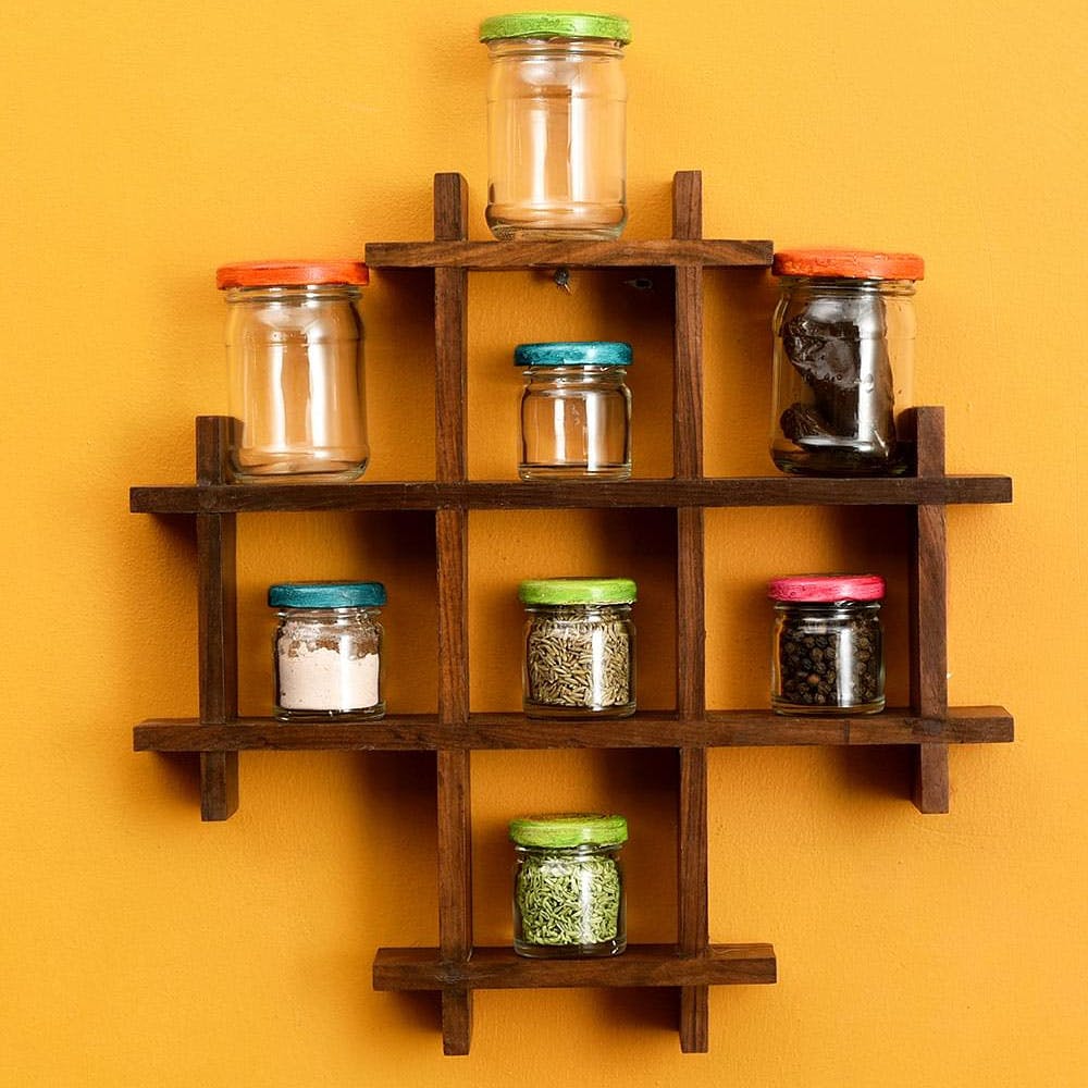 Spices Organizer For Wall & Spice Jars- Set of 8