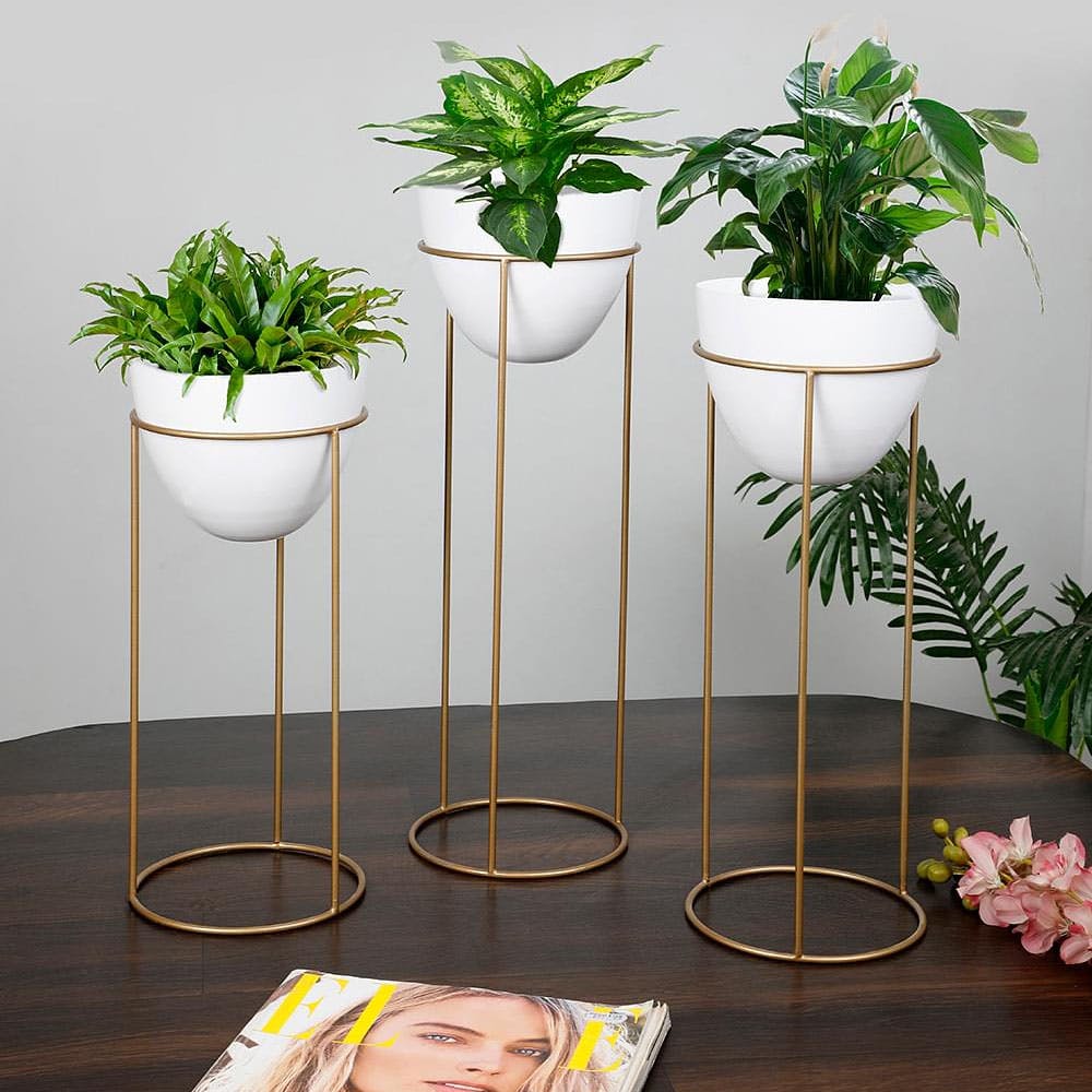 White Gold Mini Indoor Planters (Set of 3)