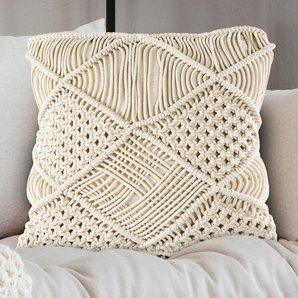 Macramé Geometric Decorative Cushion