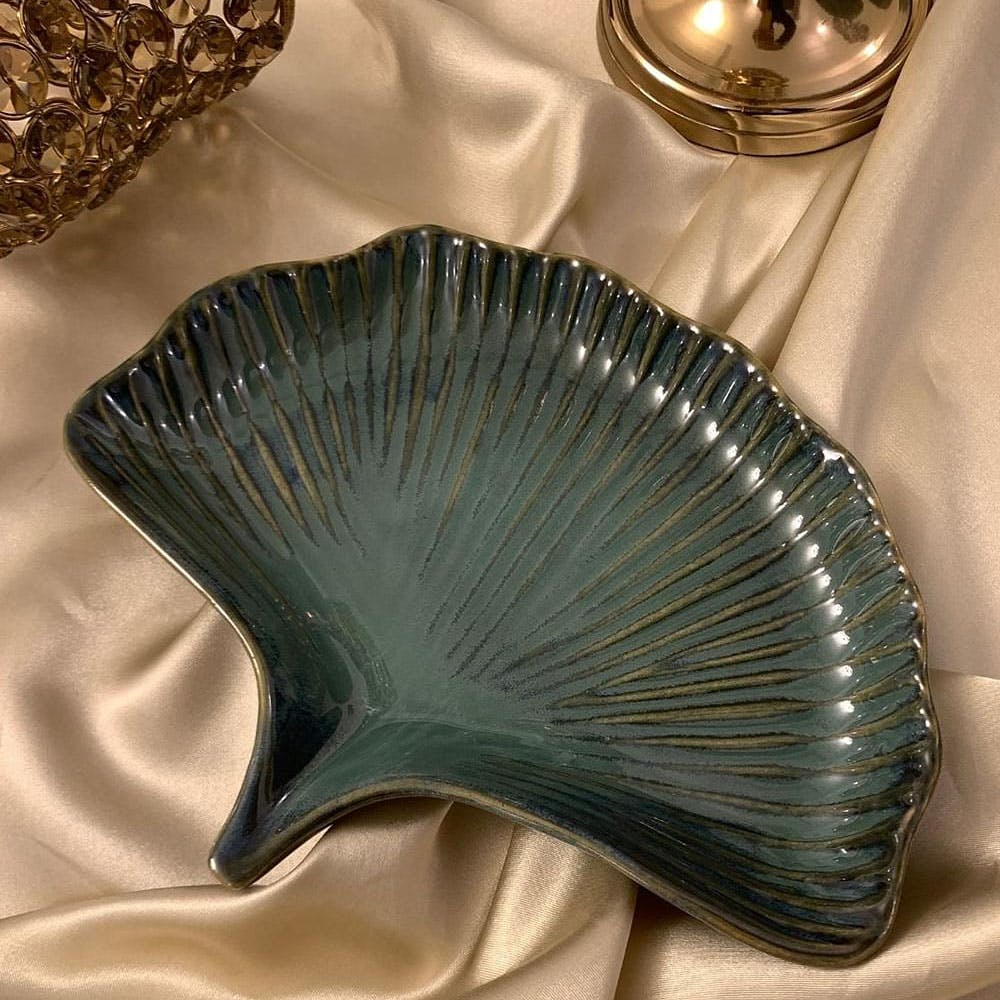 Green Seashell Platter
