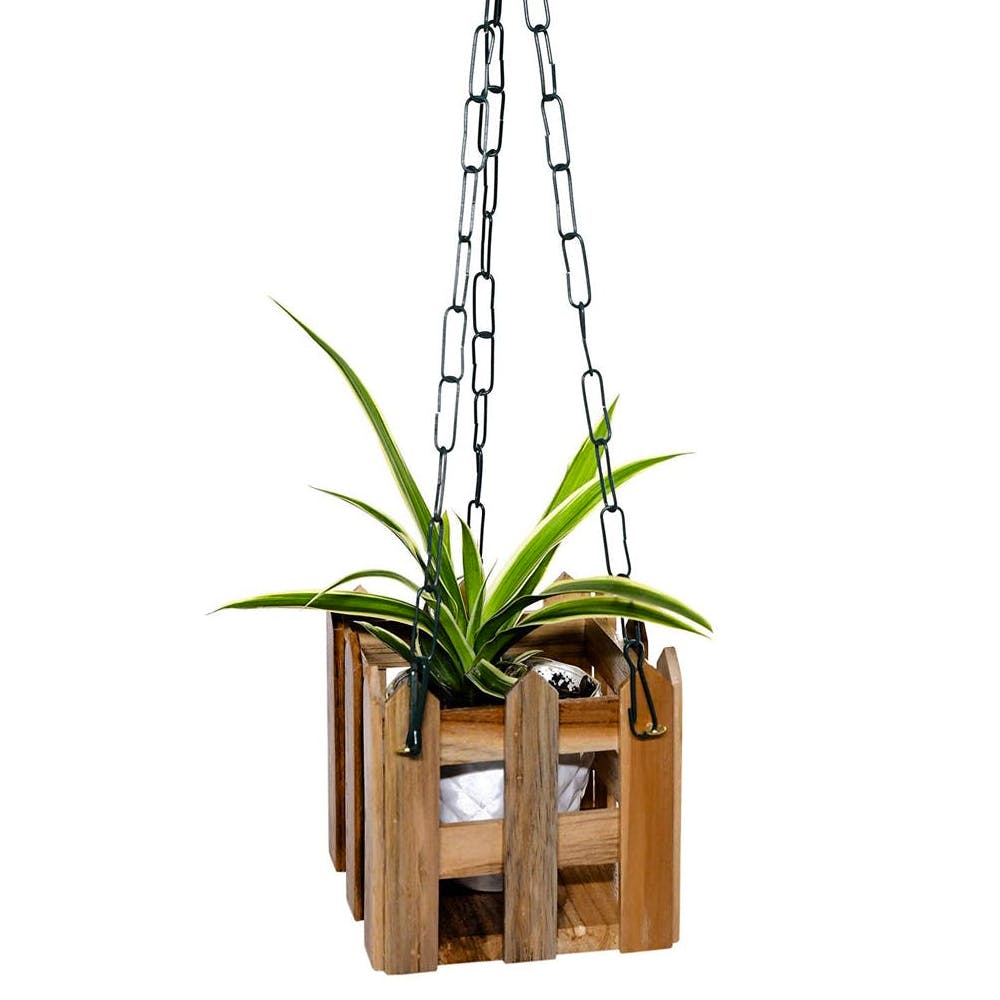 Wooden Handmade Hanging Planter with Chain