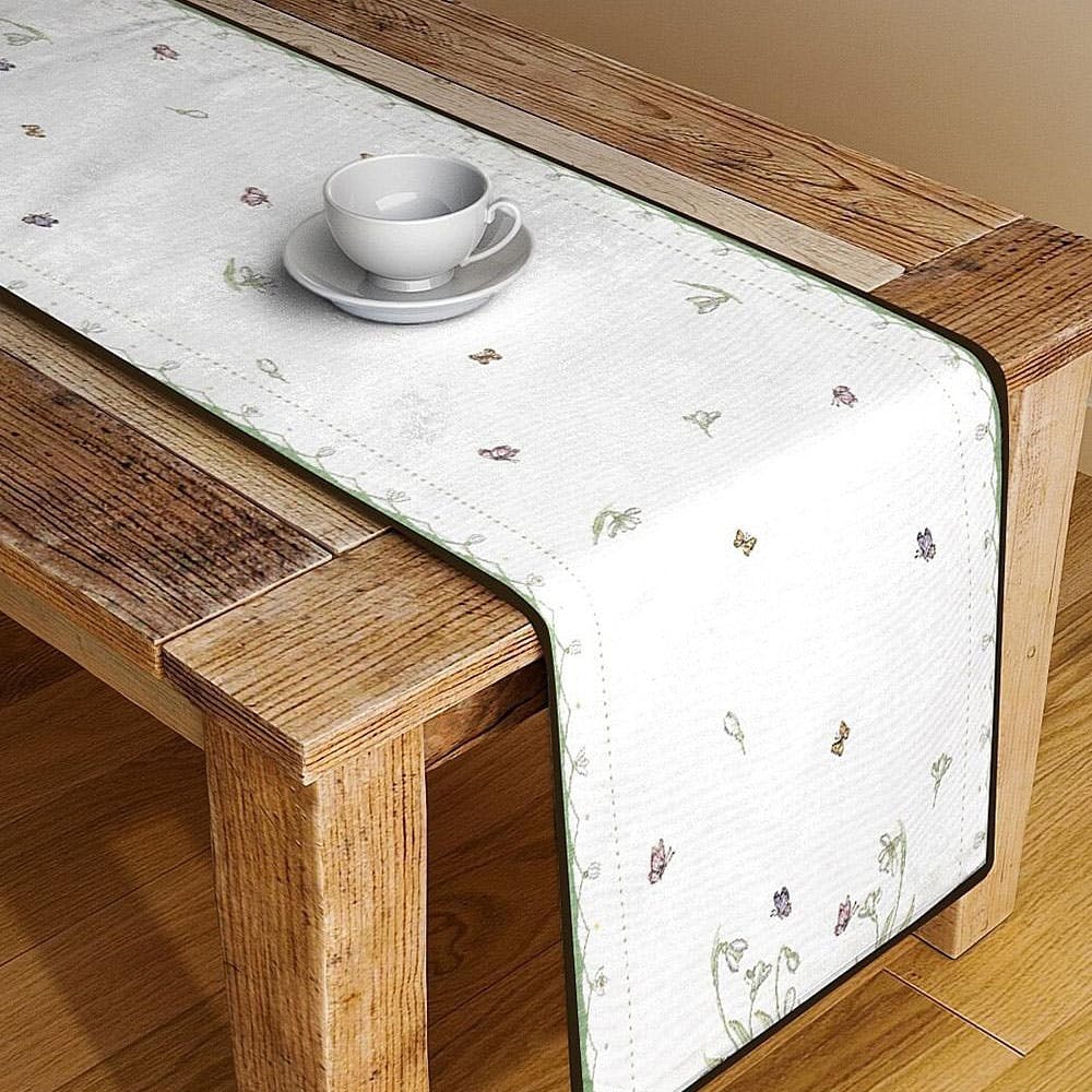 Butterfly and Flower Woven Design Table Runner
