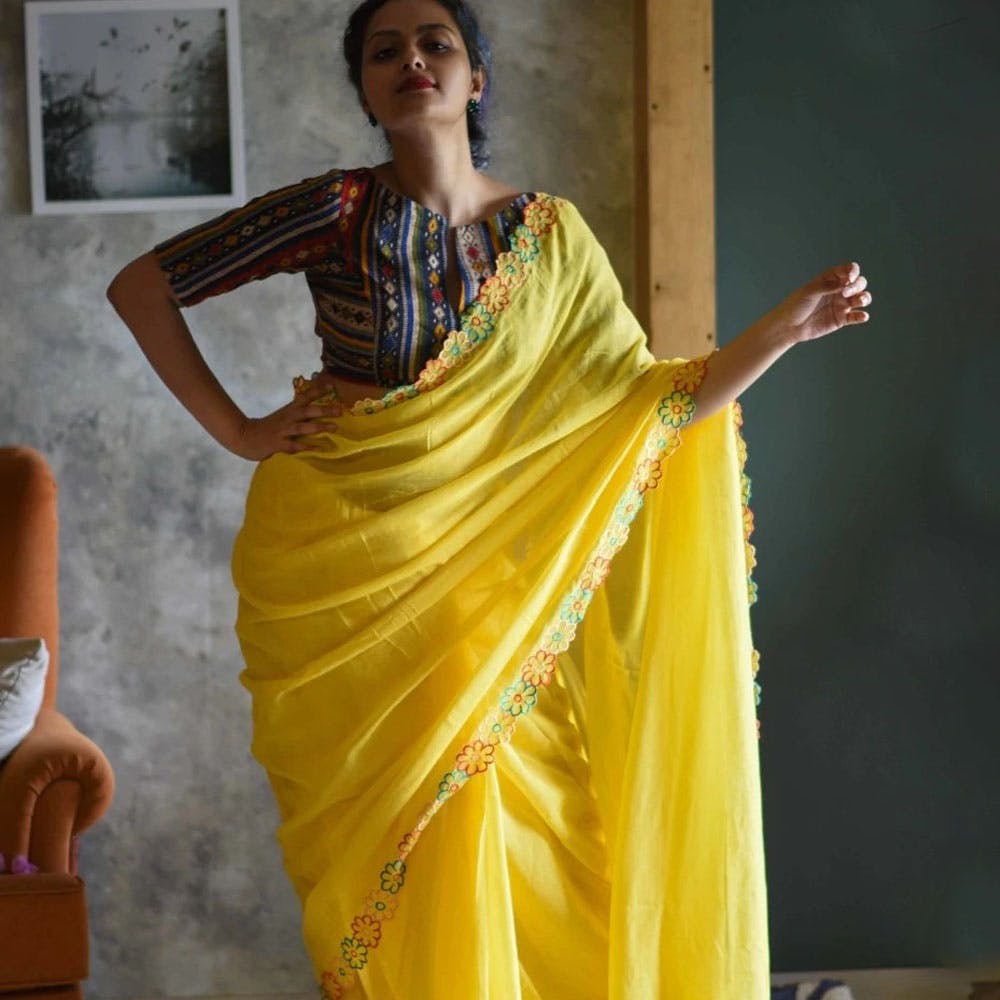 Aditi Rao Hydari in a yellow Kanjeevaram saree – South India Fashion