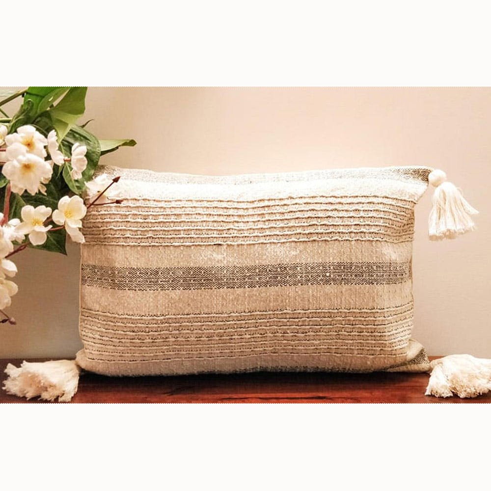Ribbed Cotton Cushion Cover