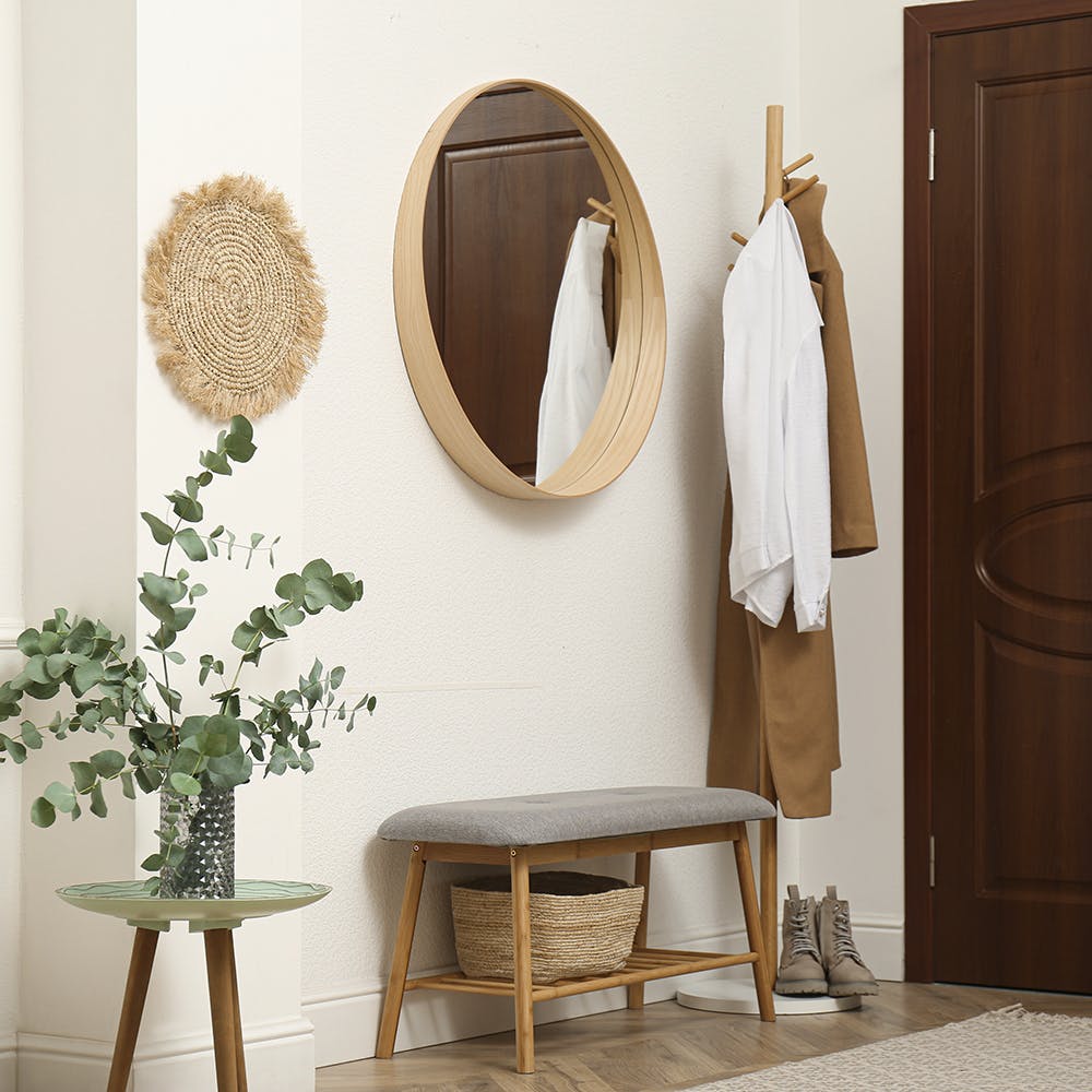 Mirror,Furniture,Plant,Wood,Textile,Interior design,Yellow,Wall,Door,House