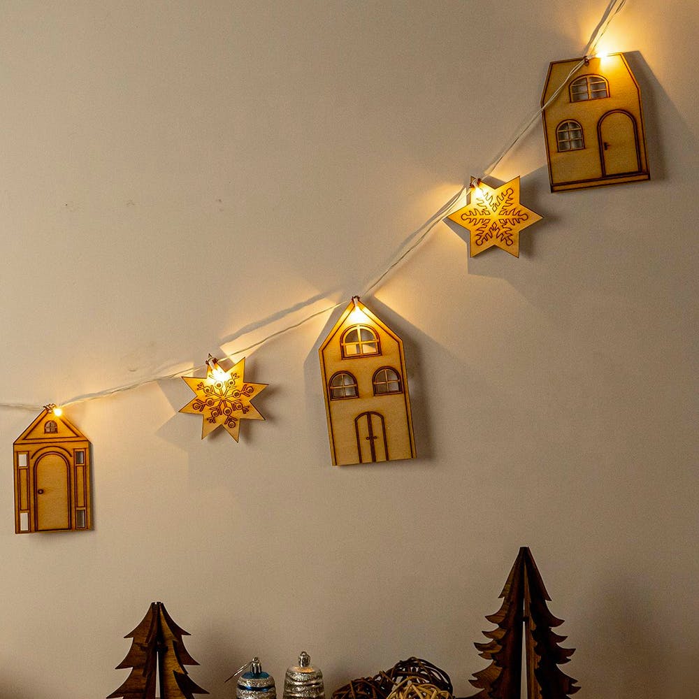 House and Star Shaped String Light