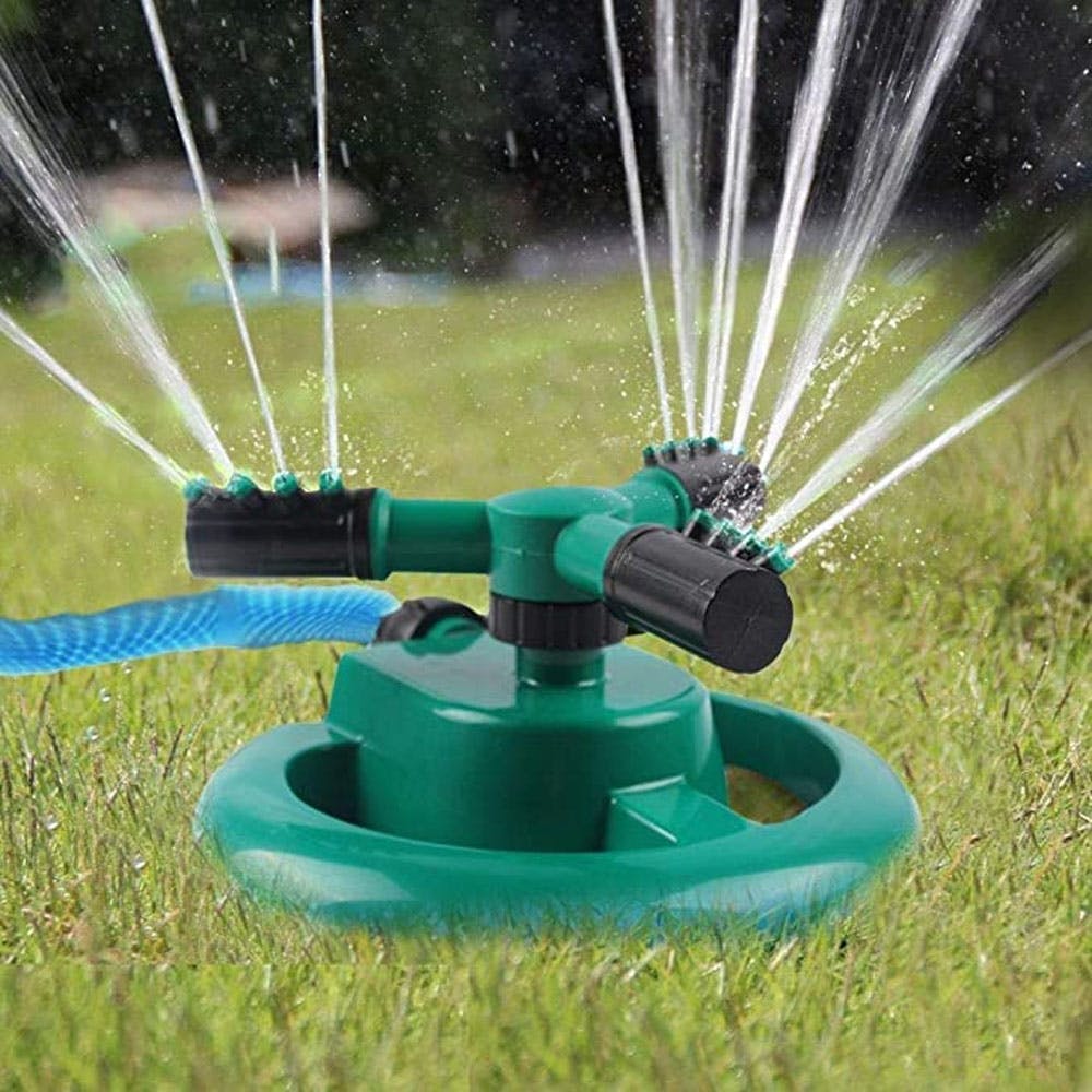 Adjustable Round 3 Arm Lawn Water Sprinkler (Green)